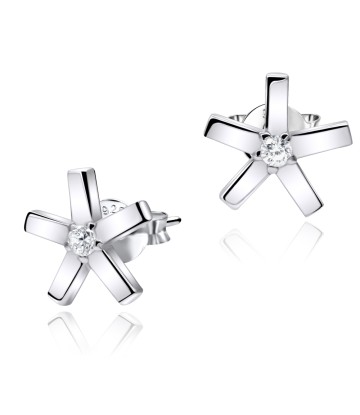 Five Pointed Star CZ Silver Stud Earring STS-3250 